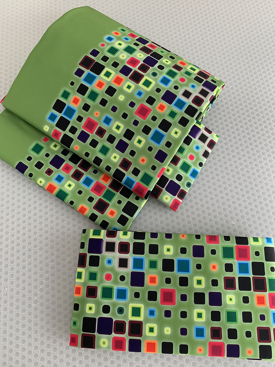 受注製作 ネオンカラータイル柄作り帯 グリーン