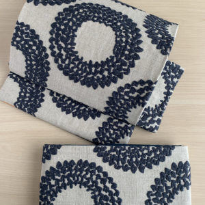 濃紺・輪デザイン刺繍作り帯