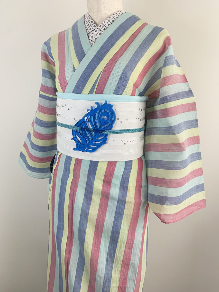 【即納品】小千谷縮LANE赤青黄水（プレタ）Ｓサイズ - [玉のり]TAMANORI online shopping.