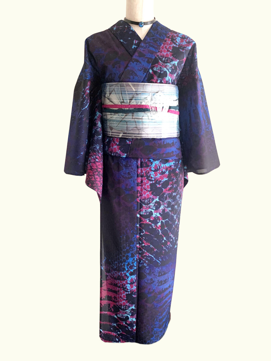 【即納品】セオα単衣片面プリントキモノ/パイソンピンクブルーＳ - [玉のり]TAMANORI online shopping.
