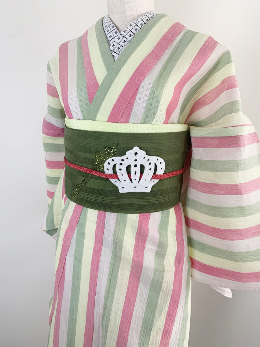 【即納品】小千谷縮LANE赤黄緑（プレタ）Mサイズ - [玉のり]TAMANORI online shopping.
