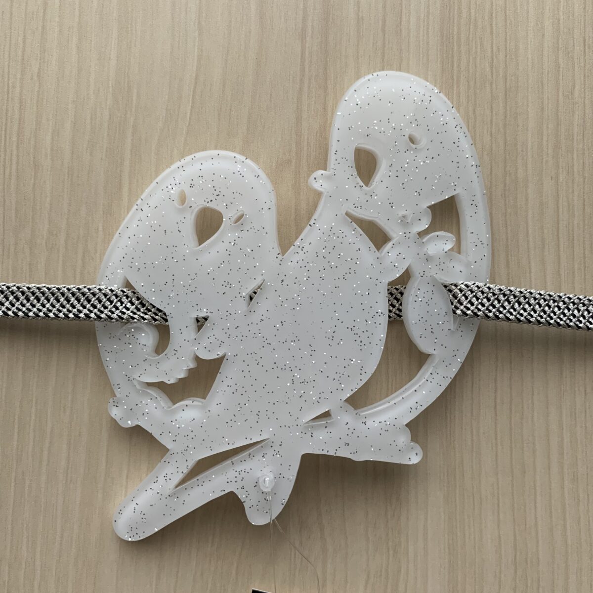 帯プレート小鳥/ミルキーホワイト・シルバーラメ - [玉のり]TAMANORI online shopping.